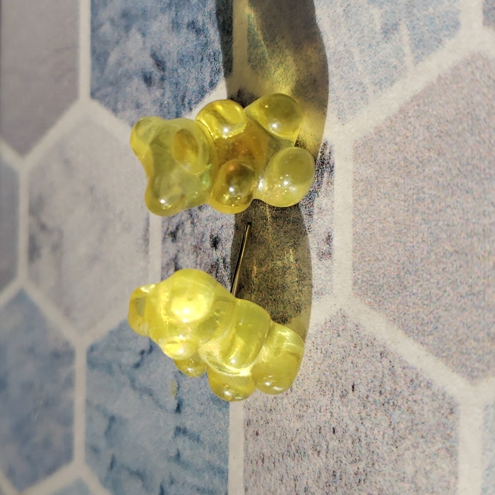 🌟 3 / $8 Trendy Yellow gummy bear stud earrings